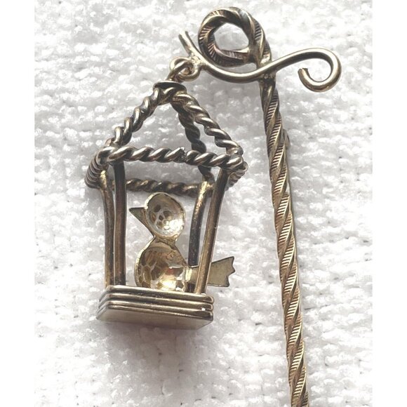 1940s Walter Lampl Gold Filled Brooch Swinging Bird Cage RARE FIND - Picture 4 of 8